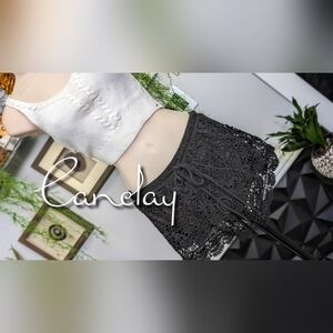 Canclay Black Lace Knit Booty Shorts SM
